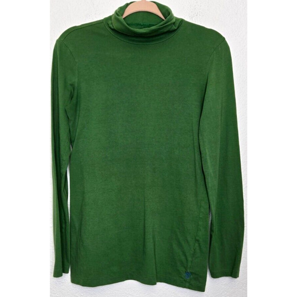 Martin + OSA Womens Turtleneck Small Green Cotton Long Sleeve Shirt Embroidered - Picture 1 of 10